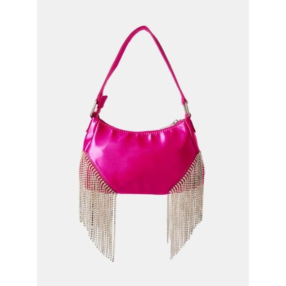 Dolls Kill Handbags - Dolls Kill Pink Satin Baguette Bag